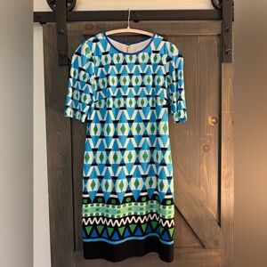 Eliza J Blue Geometric Shift Dress Size 2